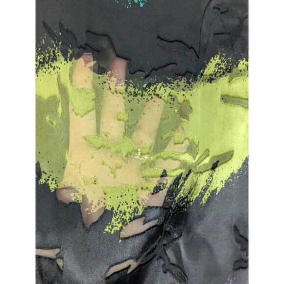 Vintage Y2K Top Silk Blouse Burnt Cutout Kimono Punk Darkness Semi Sheer One Sz - Picture 5 of 8